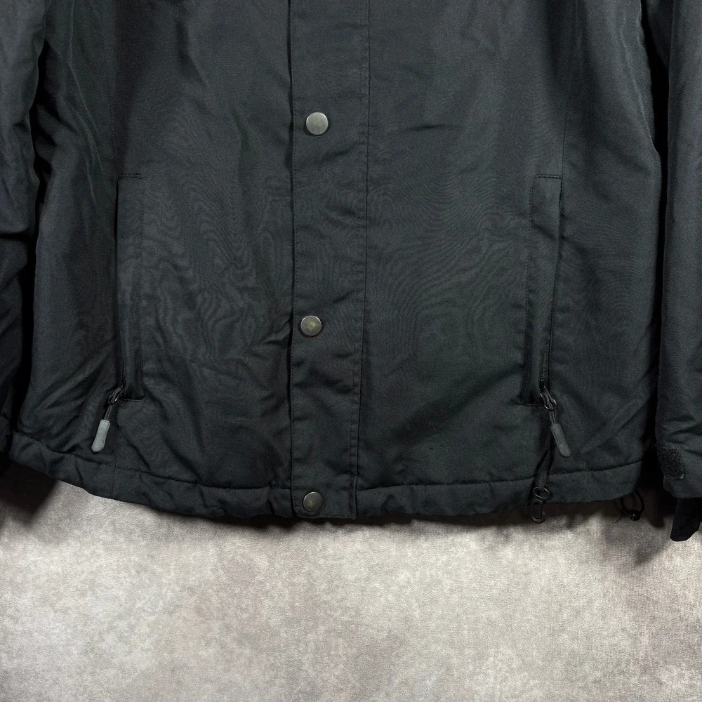 Vintage Iceburg Jacket Mens Size XL Black Quilted Hooded Snap Front Ski Y2K 90s